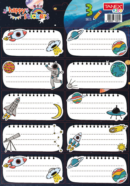 ETICHETE SCOLARE 30/SET COSMOS TLS-805 TANEX ETICHETE SCOLARE 30/SET COSMOS TLS-805 TANEX
